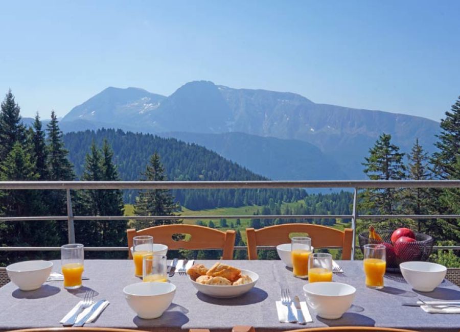 Vue appartement terrasse petit dejeuner
